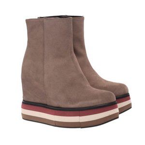 Paloma Barcelò Lirica Wedge Ankle Booties Taupe Womens Size 6
